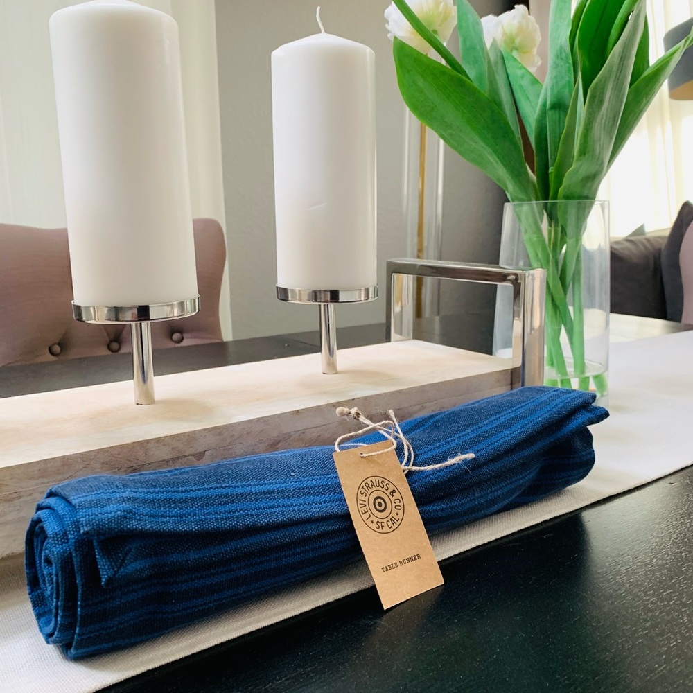 Levi’s blue table runner NWT